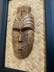 Hand Carved Wood Maori Tiki Wall Mask New Zealand Tribal Ethnic Folk Framed 