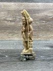 Chinese Hand Carved Soapstone Asian Fisherman Man Statue Figure Stone Base 6    H