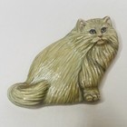 2 Refrigerator Magnets Vtg Long Haired 3d Ceramic Cat Kitten Taiwan