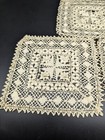 Antique Handmade Square Maltese Bobbin Lace Doily