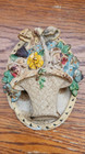 Antique vintage Brass Door Knocker   Flower Bouquet Basket   15  Neat Old Find 
