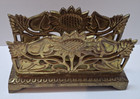 Vintage Brass Letter Holder Ornate Sunflower Pattern Art Nouveau