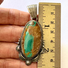 Navajo Royston Turquoise Pendant 2 5in Signed R Boyd Sterling Old Style Native
