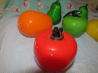 Lot Of 6 Vintage Murano Glass Style Fruit  Apples  Lemon  Pears