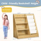 4 Tier Kids Wooden Bookshelf 5-layer Sling Bookcase Storage Book Rack Organizer
