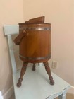 Vintage Wooden Firkin Bucket Shoe Shine Cobblers Box Primitive Shaker Style Band