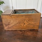 Antique Japanese Hibachi Wooden Tea Cabinet Copper Line Asian Oriental Read