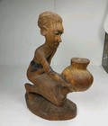 Antique Africa Hand Carved Statue Striped Wood Figure Tribal Art 7 5  Sculpture
