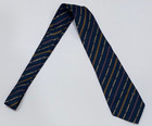 Vintage Gucci Gg Monogram Mens Silk Neck Tie Navy purple gold Stripes Belt Italy