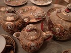 Vintage Japanese Porcelain Ceramic Satsuma Moriage Dragon Ware Tea Set