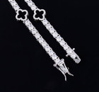 5 Ct Lab Created Diamond Black Onyx Clover 925 Sterling Silver Tennis Bracelet