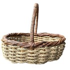 Vtg Basket Handle 10 5  X 12  X 9  Hand Woven Cream Brown Wicker Rustic Country