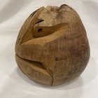 Vintage Hand Carved Coconut Hear No Evil Monkey