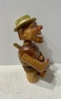 Vtg  Hand Painted   Carved  Wooden Mechanical Wine Bottle Stopper  still Works  