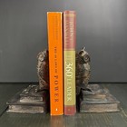 Vintage-style Heavy Metal Owl Bookends Textured Feathers 
