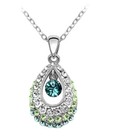 New Austrian Crystal Rhinestone Waterdrop Necklace Earring Set Silver   sky Blue