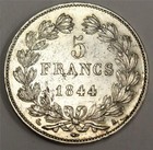 1844 A Paris France 5 Francs Silver Coin Louis Philippe I