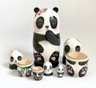 Panda Bears Matryoshka  Nesting Doll 5 Pcs  5 4       Wooden Panda Kids Room Decor