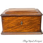 Antique Tiger Oak Gambling Box Poker Game Chest With Tray Chips Cards Victorian