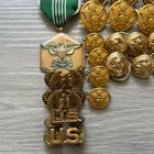 Vintage U s  Army Medal And Brass Uniform Button Lot Mid-20th Century Military