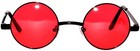 Red Lens Metal Round Sunglasses Hipster Retro Black Frame  43mm Uvb With Pouch