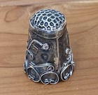 Antique Taxco Mexico 925 Sterling Silver Ornate Swirl   Flowers  Leafs Thimble