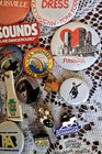 Large Lot Vintage Pinback Buttons  Wooden Nickels  Tokens   Lapel Pins Keychain
