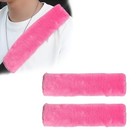 2 Pcs Seat Belt Shoulder Pads  Soft Fluffy Plush Seat Belt Shoulder Strap Pink