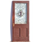 Antique American Stained  Beveled  Zinc Leaded Glass   Pine Single Door
