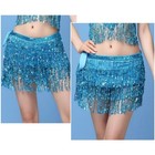 Belly Dance Costume Halloween Cosplay Sequin Fringe Hip Scarf Belt Wrap 9 Colors
