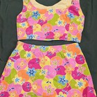 Summer Vtg Vacay Miniskirt   Crop Top Set Beach Party S Daisies Handmade