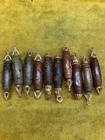 10pcs Wow Tibetan Brass Inlay Old Agate Dzi Prayer Bead Pendants    