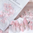 9 Color Gradient Rose Resin Flower Charms Pearl Beads Jewelry Ornaments Nail Art