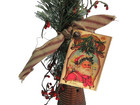 Primitive Beehive Textile Wood Bobbin Wooden Spool Decorated In Christmas 12  T