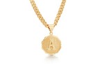 Gold Initial Necklace  14k Heavy Plated Gold  7mm Curb Chain For Men