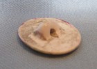 Antique Victorian Oval Porcelain Button   Hand Painted Roses   High End English