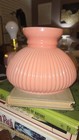 Ribbed Student Oil Lamp Shade Cased Glass 7  Fitter Salmon Pink - Antique