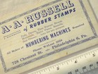 Vintage A  A  Russell Rubber Stamps  Ink Blotter Chestnut St  Philadelphia  Pa 