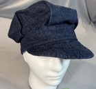 Vintage Denim Work Cap 1930s 40s 50s Railroad Style Soft Crown Indigo Hat