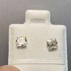 10k Yellow Gold White Square 5x5  Cz  Stud Earrings For Baby   New