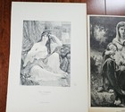 5 Antique 1800s Lithographs Engravings Victorian Scenes Love  Women French