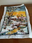 Vintage Completed Needlepoint Trees House Unframed Made In France 11 5 X 15 5