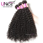 Unice 7a Indian Curly body Wave straight Human Hair Extensions 1 3 Bundles Black