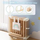 Foldable Wooden Playpen  Adjustable Wood Baby Play Yard Child-proof Lock