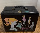 Vintage Original Barbie 1962 Black Vinyl Lunch Box Kit With Thermos- Mint 