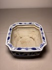 Vintage Asian Oriental Blue white Porcelain Bonsai Planter Bowl Floral Design 