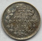 Canada 1902-h Large H 5 Cents Silver Coin - Fine  