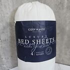 Cosy House Luxury Bamboo White Queen Sheet Set Hypoallergenic Corner Straps