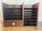 Vintage Wood Wooden Desk   Office Lettter   Drawer Box With Drawer   Porcelain