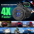 12v-24v Pd qc3 0 Dual Usb Car Fast Charger Power Socket Outlet Led Voltmeter Lot